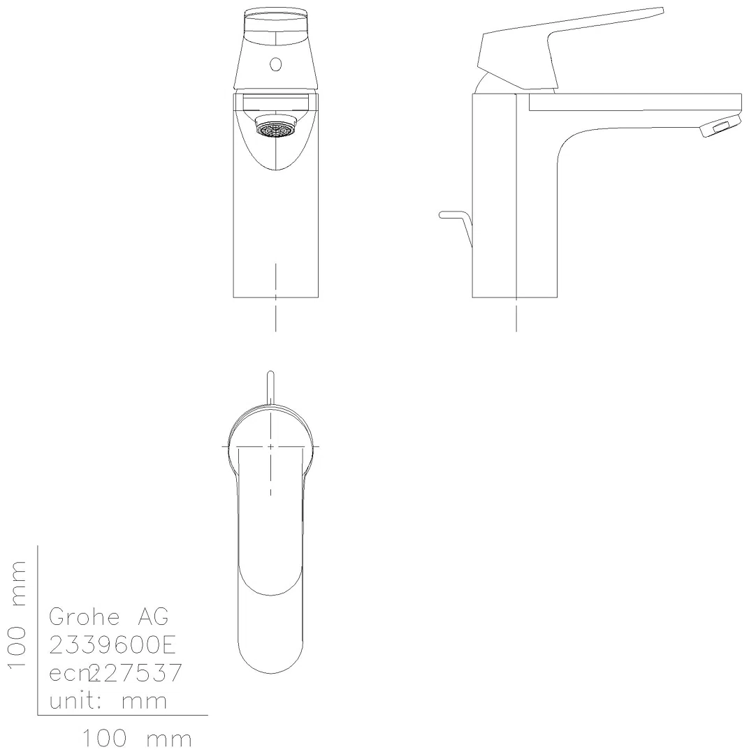 GROHE EH-WT-Batterie Eurosmart C 23396 mittelhoch Mittelstellung kalt chrom