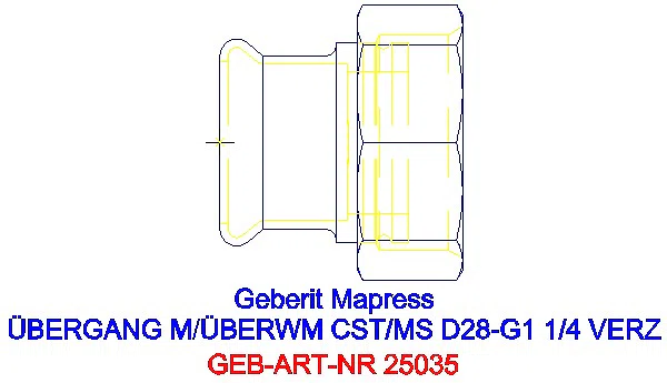 GE Mapress C-Stahl Übergang mit Überwurfmutter d28-G1 1/4 verzinkt_25035_A