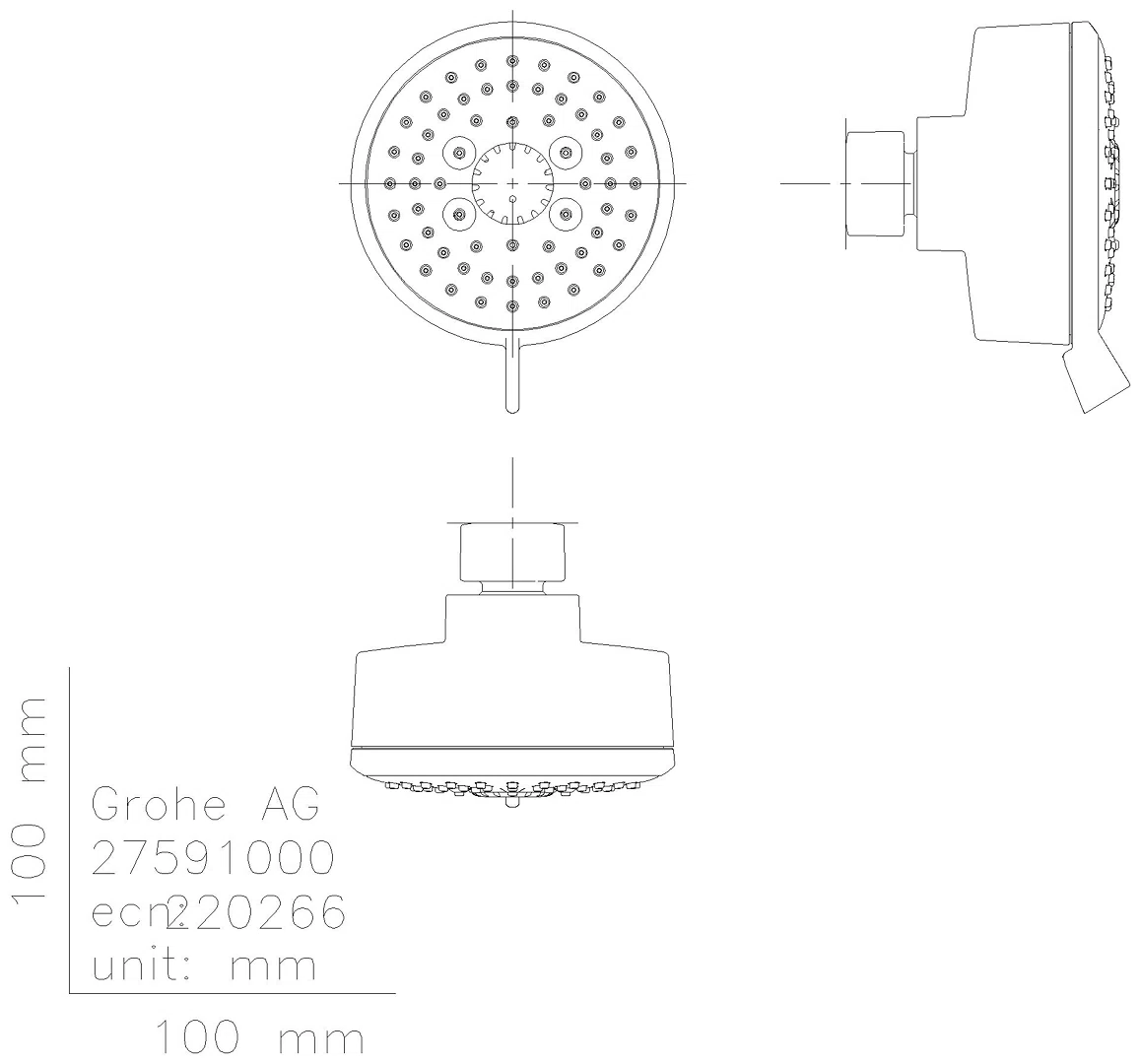 GROHE Kopfbrause Tempesta C 100 27591_1 4 Strahlarten 8,5l/min chrom