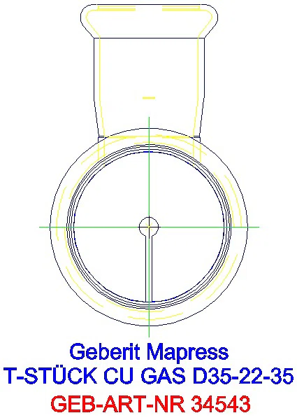 GE Mapress Kupfer T-Stück reduziert (Gas) d35-22-35_34543_L