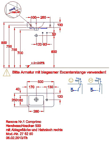Renova Compact HWB, verk. Ausladung 50x25cm, Hl. rechts,  m. Ül._kgv_r1_compri_276250