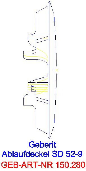 GE Ablaufdeckel d52 zu Geberit Duschwannenablauf glanzverchromt_150.280.21.1_L