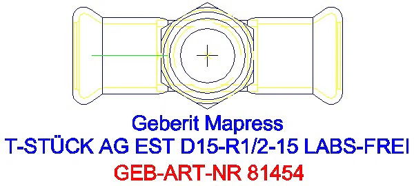 GE Mapress Edelstahl T-Stück mit AG (LABS-frei) d15-R1/2-15_81454_G