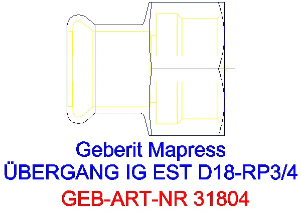 GE Mapress Edelstahl Übergang mit IG d18-Rp3/4_31804_A