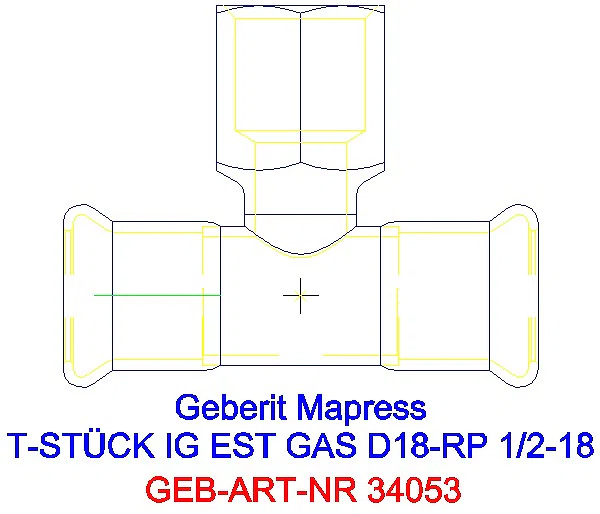 GE Mapress Edelstahl T-Stück mit IG (Gas) d18-Rp1/2-18_34053_A