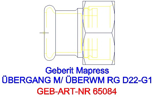 GE Mapress Kupfer Übergang mit Überwurfmutter Rg d22-G1_65084_G
