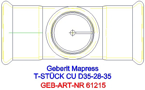 GE Mapress Kupfer T-Stück reduziert d35-28-35_61215_G
