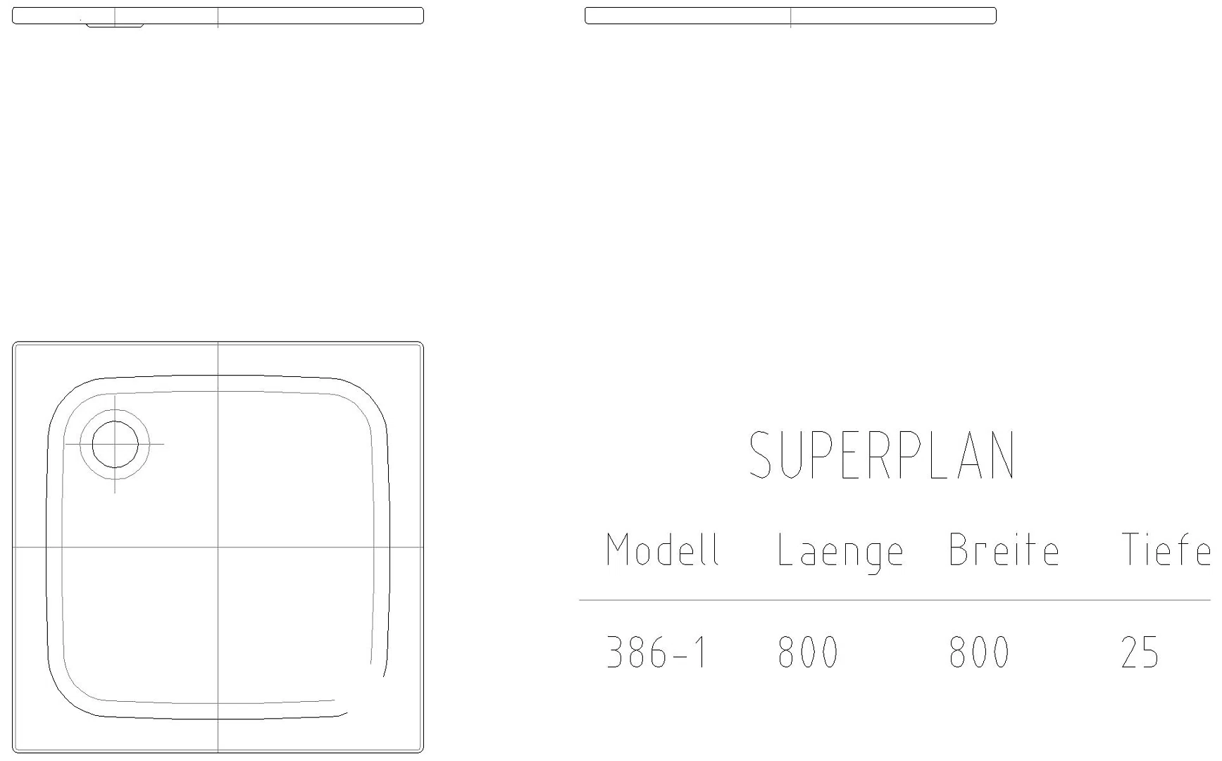 KALDEWEI SUPERPLAN CLASSIC MIT WANNENTRÄGER EXTRAFLACH Duschfläche, 800x800x32 mm, Modell-Nr: 386-5