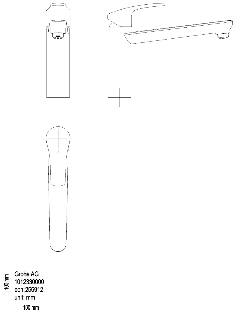 GROHE EH-SPT-Batterie Eurosmart 101233 Niederdruck mittelhoher Auslauf chrom