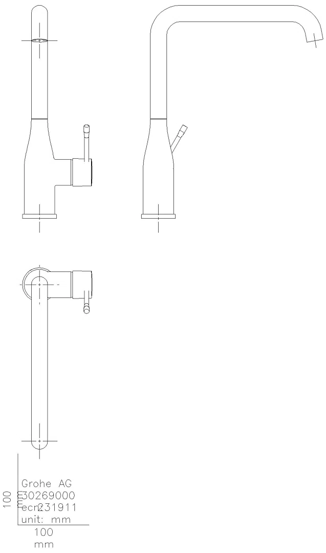 GROHE EH-Spültischbatterie Essence 30505 hoher Auslauf hard graphite gebürstet