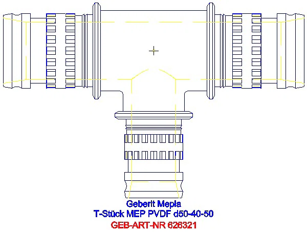 GE Mepla T-Stück reduziert PVDF d50-40-50_626.321.00.5_A