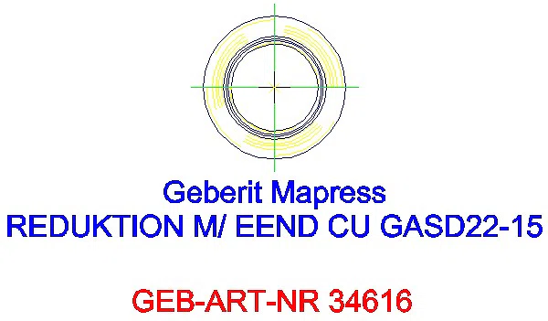 GE Mapress Kupfer Reduktion mit Einschubende (Gas blau) d22-15_34616_A