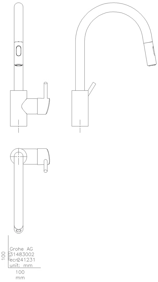GROHE EH-SPT-Batterie Concetto 31483_2 h. Ausl. azb.Spülbrause chrom