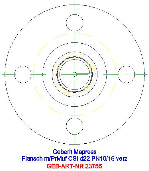 GE Mapress C-Stahl Flansch PN 10/16 mit Pressmuffe d28_23755_L
