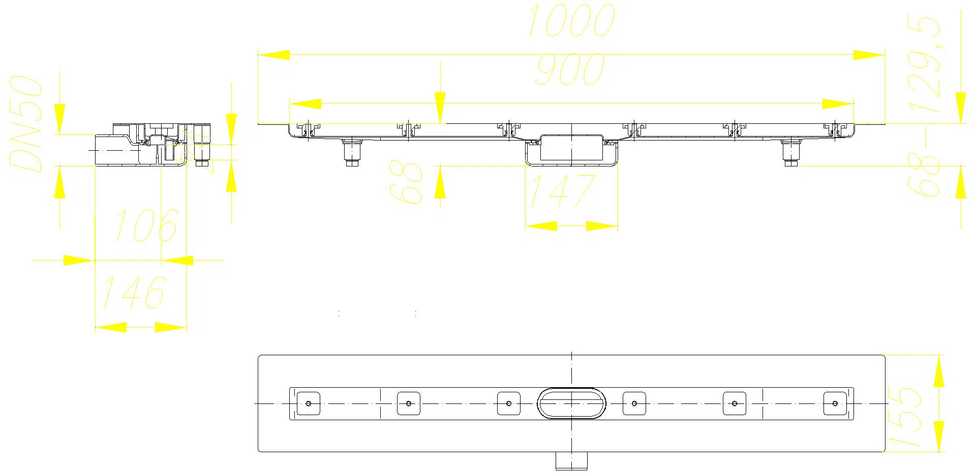 DALLMER Duschrinne CeraLine Nano F 900 mm, DN 50