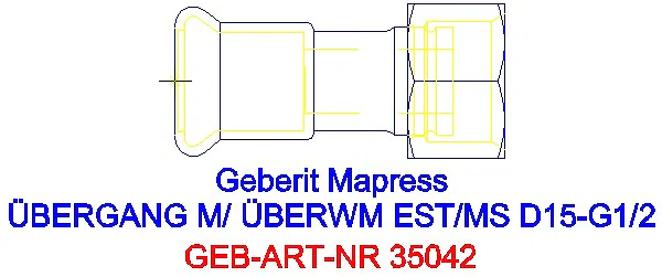 GE Mapress Edelstahl Übergang mit Überwurfmutter d15-G1/2_35042_G