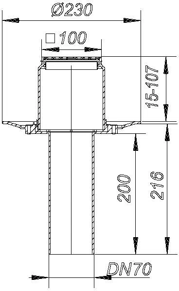 DALLMER Balkonablauf 84 E, DN 70, 100 x 100 mm