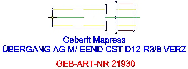 GE Mapress C-Stahl Übergang mit AG und Einschubende d12-R3/8 verzinkt_21930_A