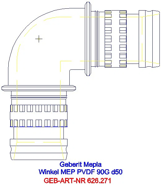 GE Mepla Winkel PVDF 90Gr d50_626.271.00.5_L