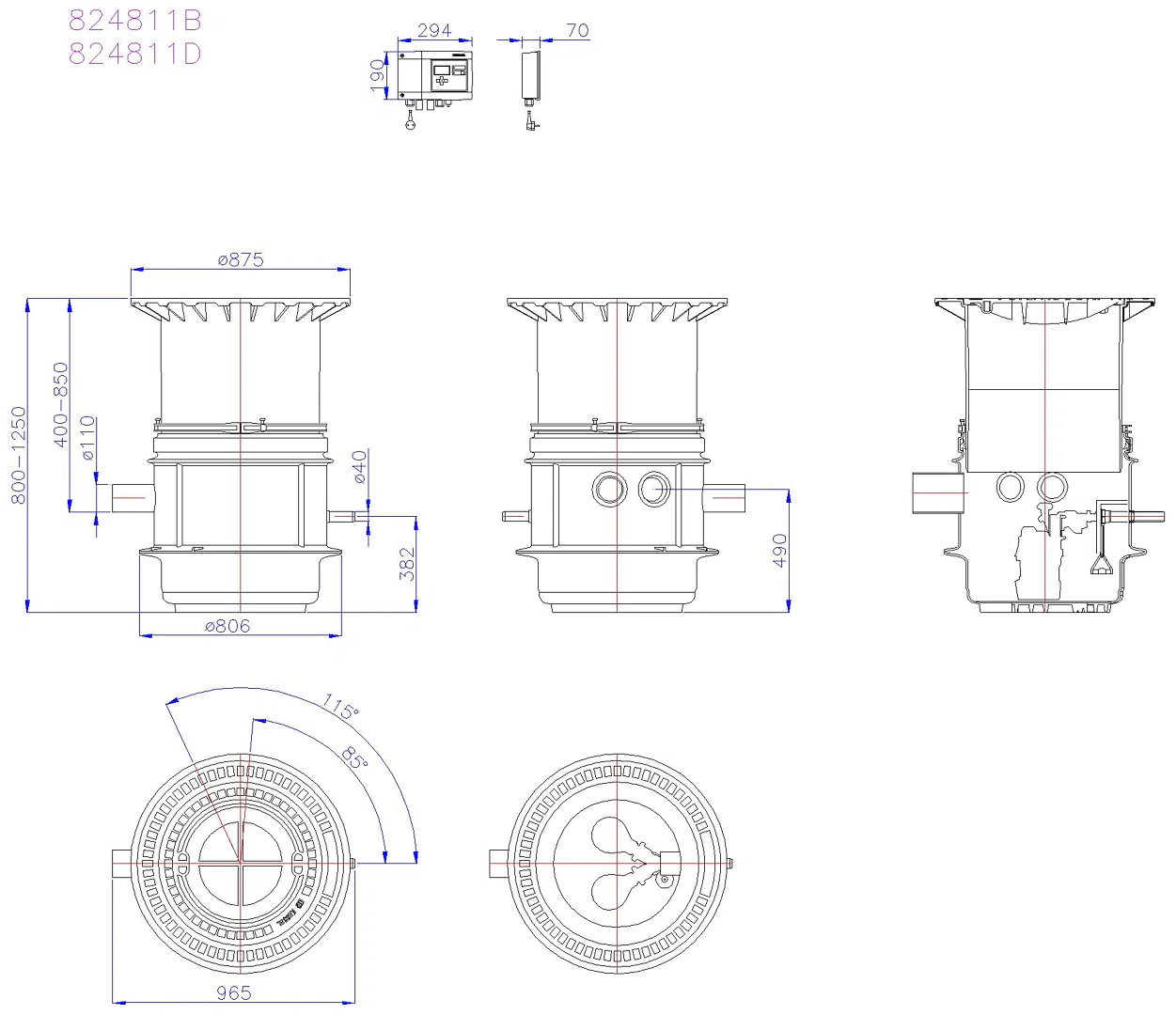 KESSEL-Pumpstation Aquapump Medium Duo, GTF 600, 800-1250 mm, Klasse B