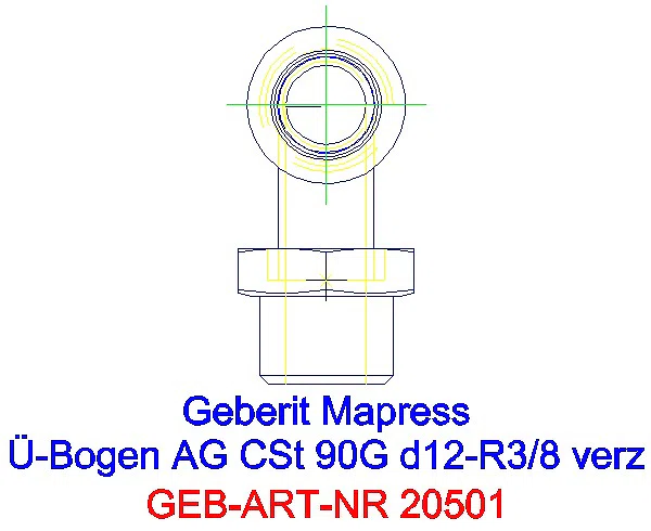 GE Mapress C-Stahl Übergangsbogen 90Gr mit AG d12-R3/8 verzinkt_20501_A