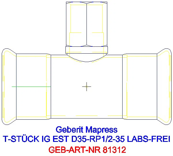 GE Mapress Edelstahl T-Stück mit IG (LABS-frei) d35-Rp1/2-35_81312_A