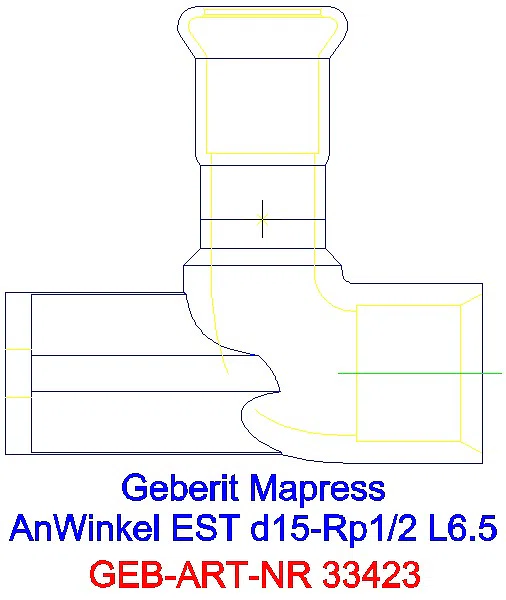 GE Mapress Edelstahl Anschlusswinkel 90Gr abgesetzt d15-Rp1/2_33423_L
