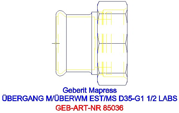 GE Mapress Edelstahl Übergang mit Überwurfmutter (LABS-frei) d35-G1 1/2_85036_A