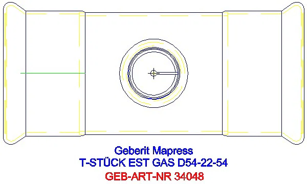 GE Mapress Edelstahl T-Stück reduziert (Gas) d54-22-54_34048_G