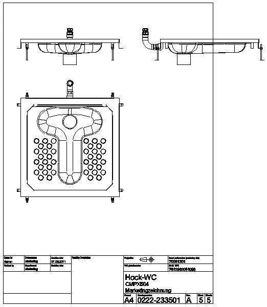 Hock-WC, CAMPUS, Edelstahl, Spülrand, 755x200x755 mm , CMPX504