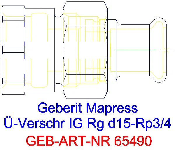 GE Mapress Kupfer Übergangsverschraubung mit IG Rg d15-Rp3/4_65490_A
