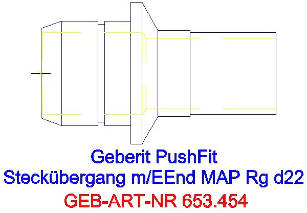 GE Mapress Übergang auf Verteiler mit Steckanschluss Einschubende Rg d22_653.454.00.1_L