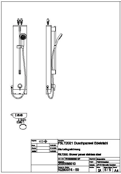 Duschpaneel, F5, Edst., Thermostat, EHM, HB-Garnitur, Hygieneeinheit, F5LT2021