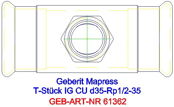 GE Mapress Kupfer T-Stück mit IG d35-Rp1/2-35_61362_G