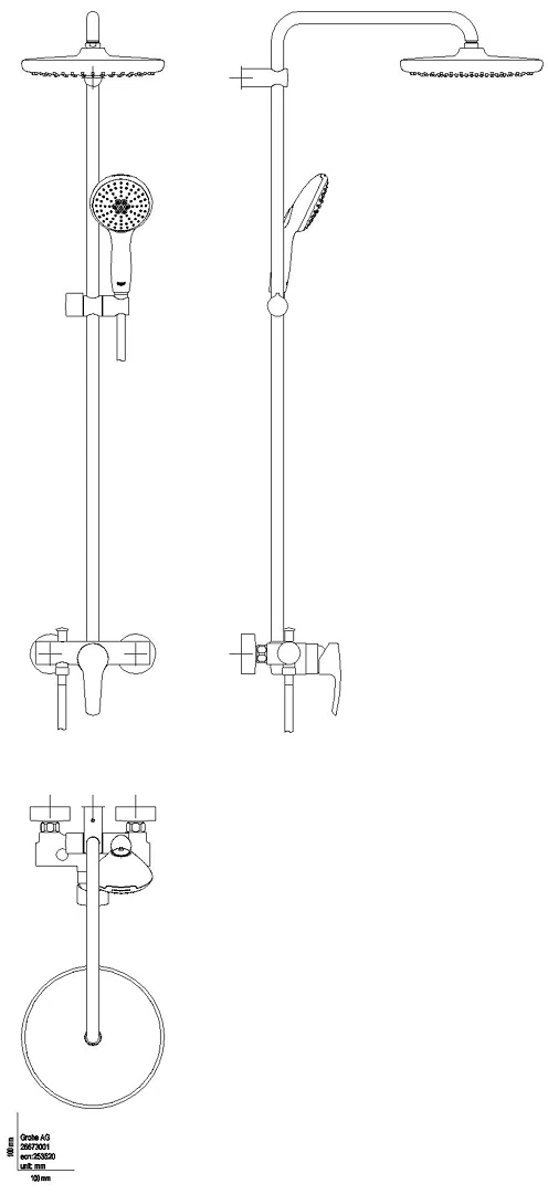GROHE Duschsystem Tempesta 250 26673_1 Brausebatterie KB Temp. 250 matt black