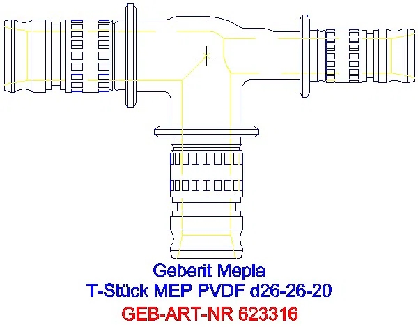 GE Mepla T-Stück reduziert PVDF d26-26-20_623.316.00.5_A