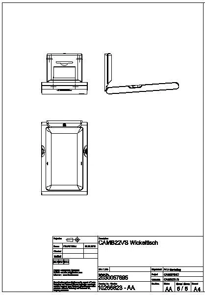 Wickeltisch, CAMBRINO, PP weiß, Front Edst., klappbar, offen 550x480x890 mm, CAMB22VS