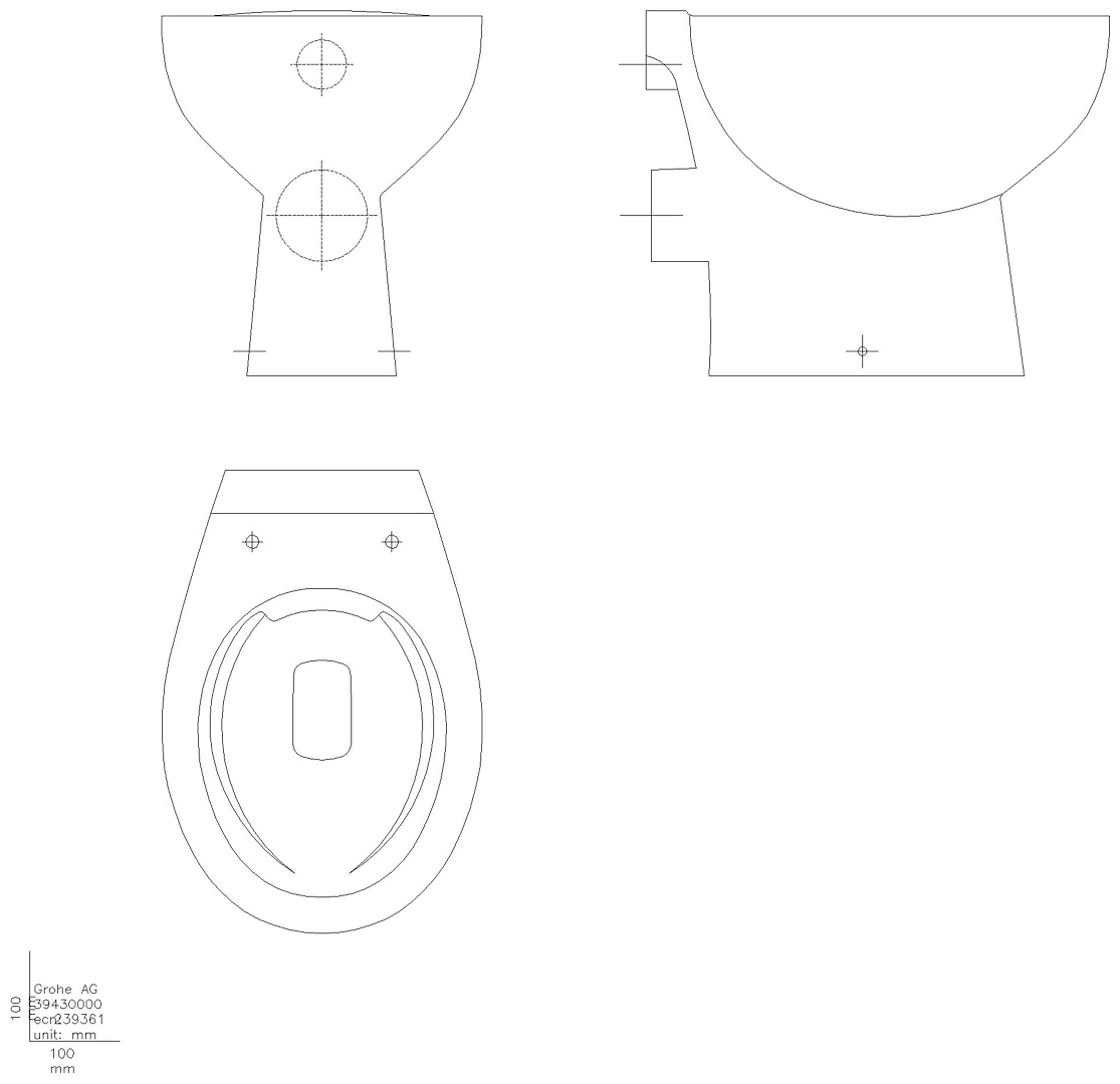 GROHE Stand-Tiefspül-WC Bau Keramik 39430 Abgang waagerecht alpinweiß