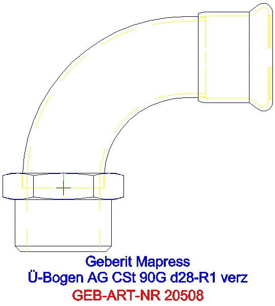 GE Mapress C-Stahl Übergangsbogen 90Gr mit AG d28-R1 verzinkt_20508_L