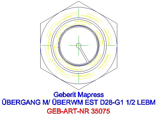 GE Mapress Edelstahl Übergang mit mit Überwurfmutter ESt d28-G1 1/2_35075_L