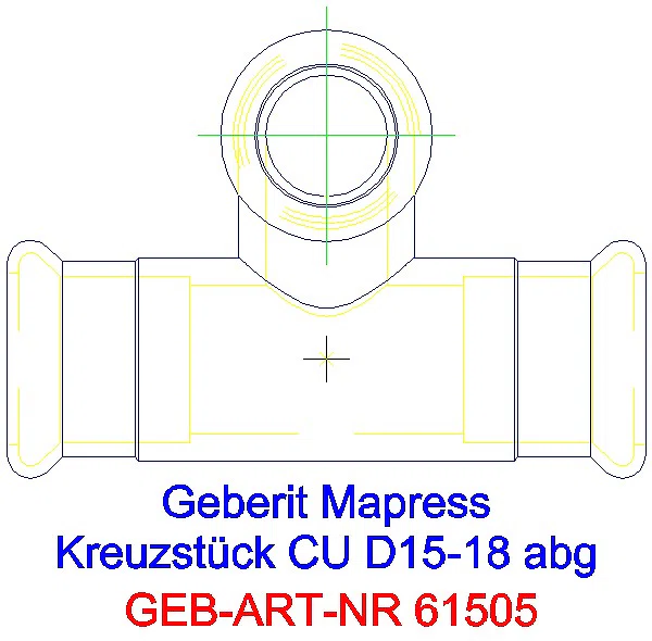 GE Mapress Kupfer Kreuzstück abgesetzt d15-18_61505_A