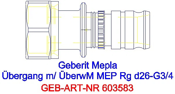 GE Mepla Übergang mit Überwurfmutter Rg d26-G3/4_603.583.00.5_G