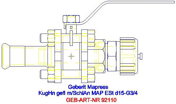 GE Mapress Kugelhahn NPW, mit Bet.-Hebel und Schlauchanschluss geflanscht d15_92110_A