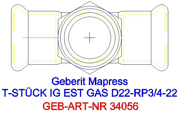 GE Mapress Edelstahl T-Stück mit IG (Gas) d22-Rp3/4-22_34056_G