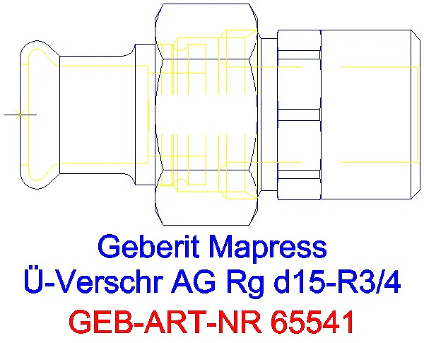 GE Mapress Kupfer Übergangsverschraubung mit AG Rg d15-R3/4_65541_A
