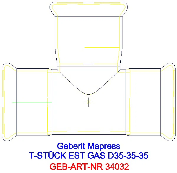 GE Mapress Edelstahl T-Stück egal (Gas) d35-35-35_34032_A