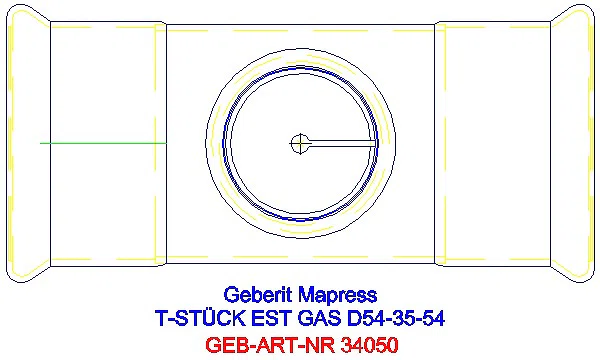 GE Mapress Edelstahl T-Stück reduziert (Gas) d54-35-54_34050_G