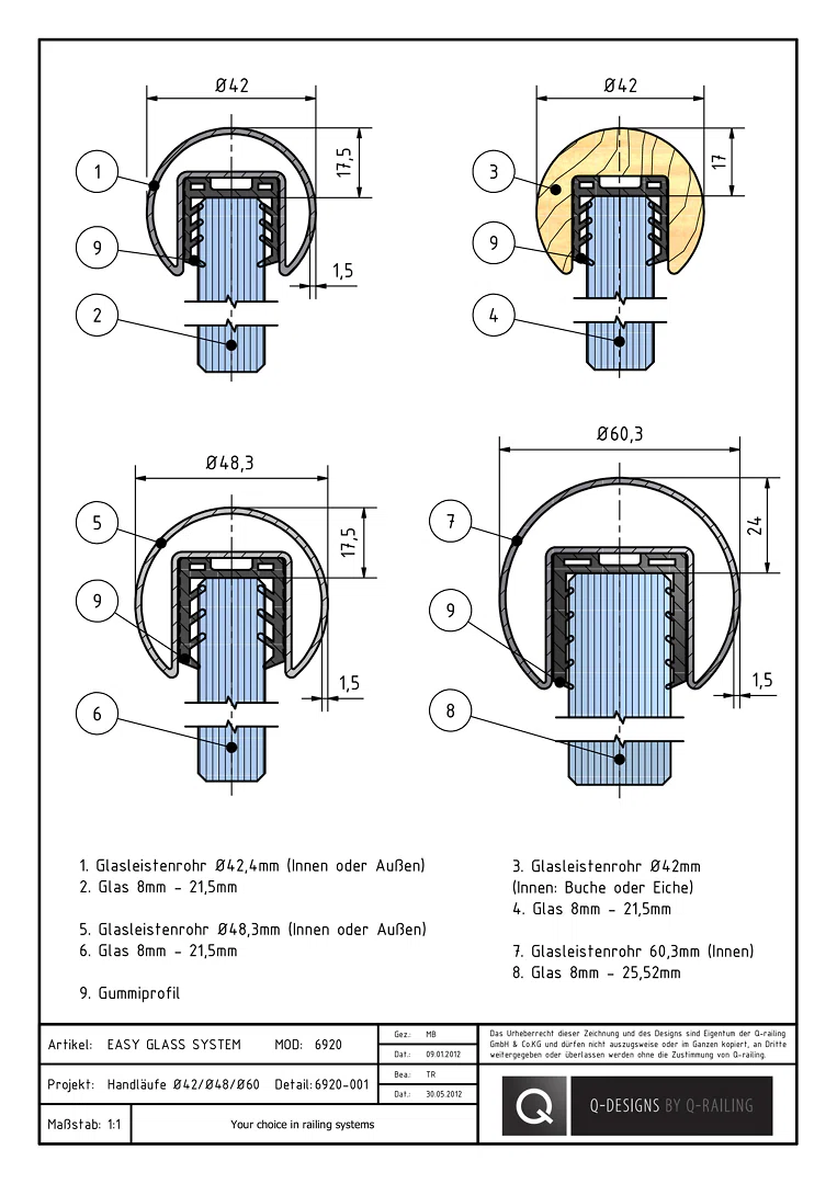 EASY GLASS SYSTEM-Handläufe 6920-001