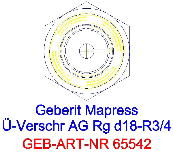 GE Mapress Kupfer Übergangsverschraubung mit AG Rg d18-R3/4_65542_L