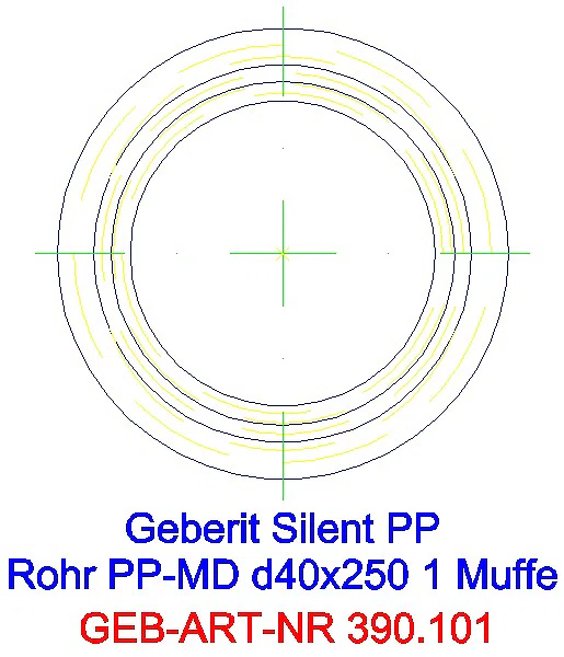 GE Silent-PP Rohr mit Muffe d40x2 L:25cm_390.101.14.1_G